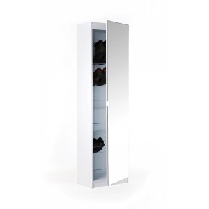 Modern Mirror Designed Shoe Cabinet in White 180 cm 