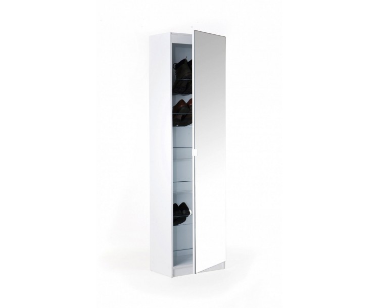 Modern Mirror Designed Shoe Cabinet in White 180 cm 