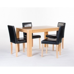 Cambridge Oak Finish Contemporary Dining Set 4 Chairs