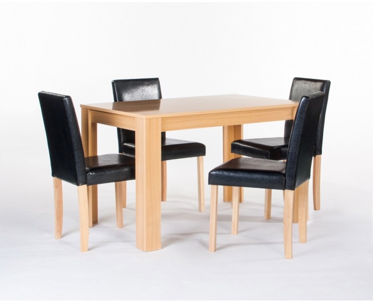 Cambridge Oak Finish Contemporary Dining Set 4 Chairs