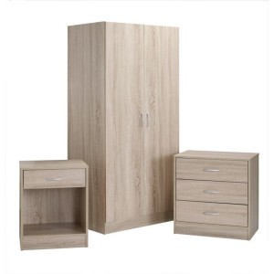 Delta Oak Effect Veneer Three Piece Bedroom Set