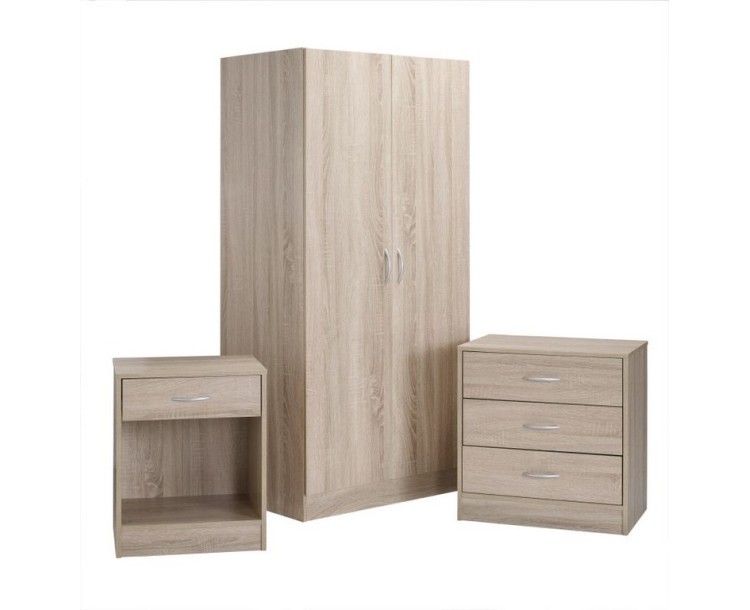 Delta Oak Effect Veneer Three Piece Bedroom Set