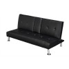 Cinema Fold Down Sofa Bed Black Faux Leather