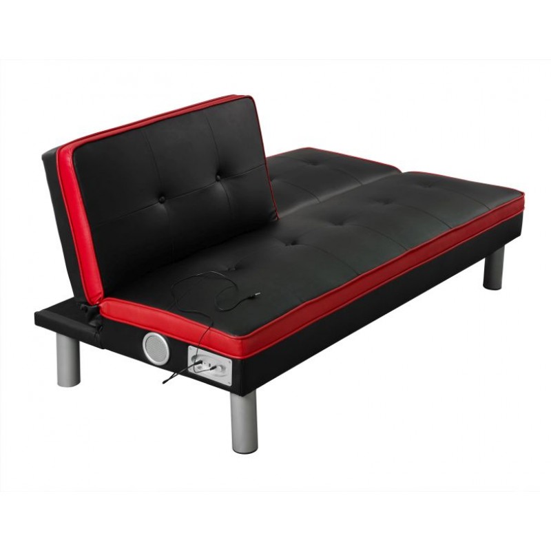 Sao Paulo Black And Red Sofa Bed With Built In Docking Station