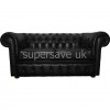 Chesterfield Shelly Black Genuine Leather Two Seater Sofa Bed