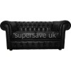 Chesterfield Shelly Black Genuine Leather Two Seater Sofa Bed