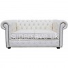 Chesterfield Shelly White Genuine Leather Two Seater Sofa Bed