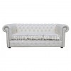 Chesterfield Shelly White Genuine Leather Three Seater Sofa Bed