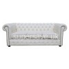 Chesterfield Shelly White Genuine Leather Three Seater Sofa Bed