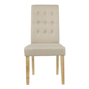 Roma Set of 2 Beige Fabric Dining Chairs With Oak Legs