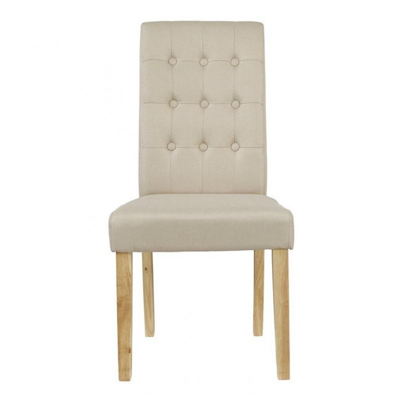 Roma Set Of 2 Beige Fabric Dining Chairs With Oak Legs